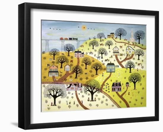 Train Passing over Farmland-David Sheskin-Framed Giclee Print