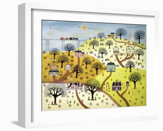 Train Passing over Farmland-David Sheskin-Framed Giclee Print