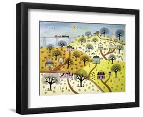 Train Passing over Farmland-David Sheskin-Framed Premium Giclee Print