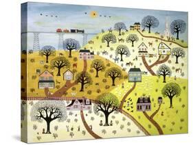 Train Passing over Farmland-David Sheskin-Stretched Canvas