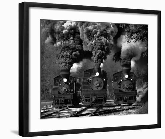 Train Race In Bw-Chuck Gordon-Framed Giclee Print