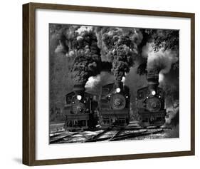 Train Race In Bw-Chuck Gordon-Framed Giclee Print