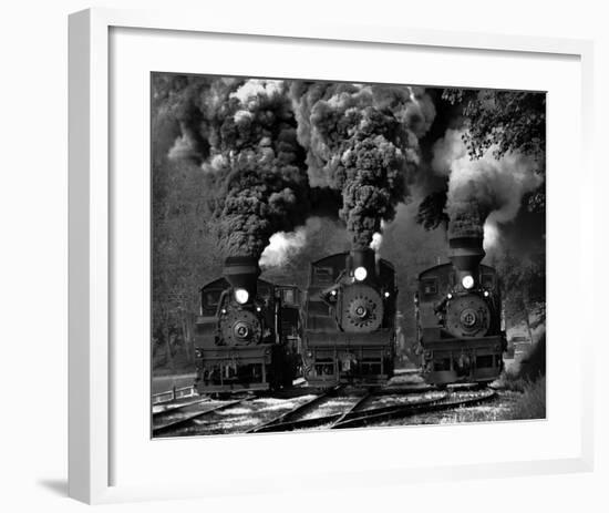 Train Race In Bw-Chuck Gordon-Framed Giclee Print