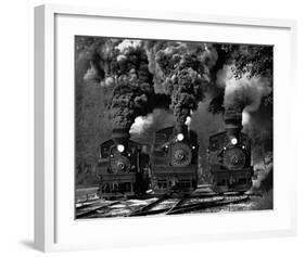 Train Race In Bw-Chuck Gordon-Framed Giclee Print