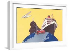 Train, Ship, Airplane, Car-null-Framed Art Print