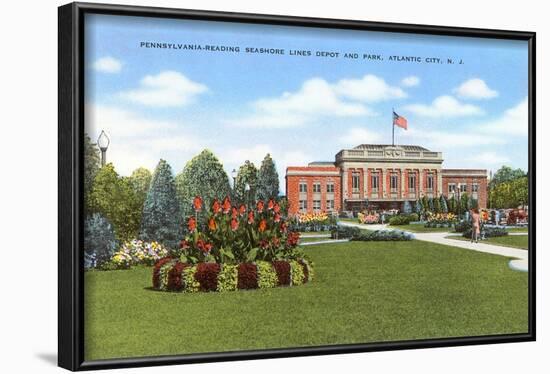 Train Station and Park, Atlantic City, New Jersey-null-Framed Art Print