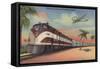 Train- Streamlining through Florida - Florida-Lantern Press-Framed Stretched Canvas