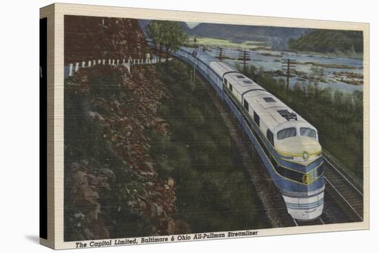 Train- Streamlining through Potomac Rv. Valley, WV - West Virginia-Lantern Press-Stretched Canvas