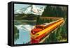 Train Through Rocky Mountains-null-Framed Stretched Canvas