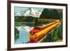 Train Through Rocky Mountains-null-Framed Art Print