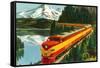 Train Through Rocky Mountains-null-Framed Stretched Canvas