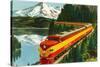 Train Through Rocky Mountains-null-Stretched Canvas