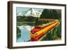 Train Through Rocky Mountains-null-Framed Art Print