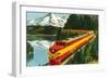 Train Through Rocky Mountains-null-Framed Art Print