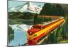 Train Through Rocky Mountains-null-Mounted Art Print