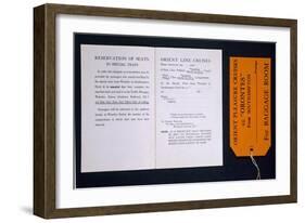 Train Ticket and Luggage Label for the Special Train for Orient Line Cruises, 1930S-null-Framed Giclee Print