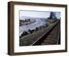 Train Tracks Leading to Bellingham, with San Juan Islands in Distance, Washington State-Aaron McCoy-Framed Photographic Print