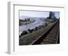 Train Tracks Leading to Bellingham, with San Juan Islands in Distance, Washington State-Aaron McCoy-Framed Photographic Print