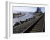 Train Tracks Leading to Bellingham, with San Juan Islands in Distance, Washington State-Aaron McCoy-Framed Photographic Print
