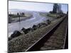 Train Tracks Leading to Bellingham, with San Juan Islands in Distance, Washington State-Aaron McCoy-Mounted Photographic Print