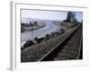 Train Tracks Leading to Bellingham, with San Juan Islands in Distance, Washington State-Aaron McCoy-Framed Photographic Print