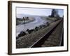 Train Tracks Leading to Bellingham, with San Juan Islands in Distance, Washington State-Aaron McCoy-Framed Photographic Print