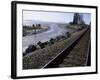 Train Tracks Leading to Bellingham, with San Juan Islands in Distance, Washington State-Aaron McCoy-Framed Photographic Print