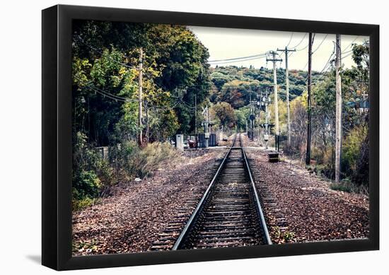 Train Tracks Oyster Bay New York-null-Framed Poster