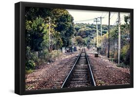 Train Tracks Oyster Bay New York-null-Framed Poster