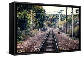 Train Tracks Oyster Bay New York-null-Framed Stretched Canvas