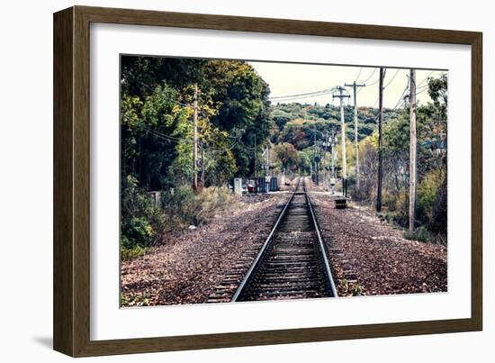 Train Tracks Oyster Bay New York-null-Framed Photo