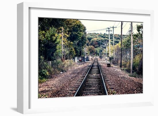 Train Tracks Oyster Bay New York-null-Framed Photo