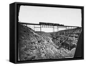 Train Traveling over Santa Fe Railroad Bridge, Which is Built over Canyon Diablo-null-Framed Stretched Canvas