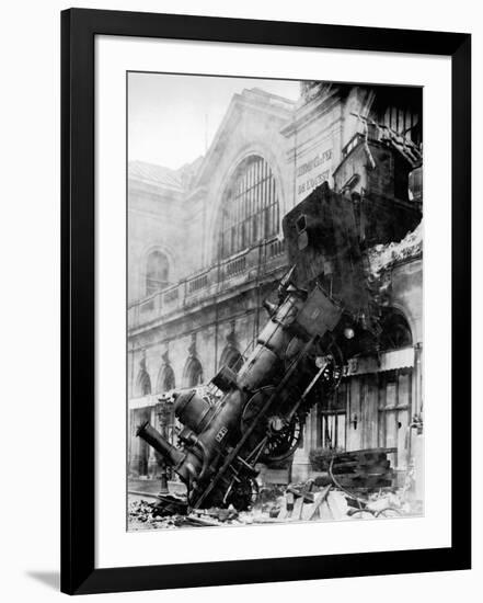 Train wreck at Montparnasse, Paris, 1895-null-Framed Giclee Print