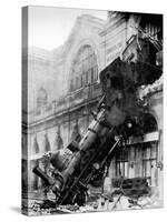 Train wreck at Montparnasse, Paris, 1895-null-Stretched Canvas