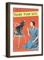 Train Your Dog, Woman with Poodle-null-Framed Art Print