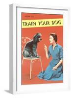 Train Your Dog, Woman with Poodle-null-Framed Art Print