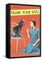 Train Your Dog, Woman with Poodle-null-Framed Stretched Canvas