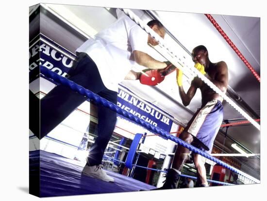 Trainer and Boxer in the Ring-null-Stretched Canvas