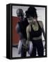 Trainer Helping Young Woman Exercise with Weights-null-Framed Stretched Canvas