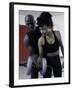 Trainer Helping Young Woman Exercise with Weights-null-Framed Photographic Print