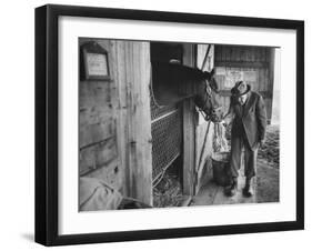 Trainer Jim Fitzsimons at Aqueduct Track Stables after William Woodward's Death in Stable-Grey Villet-Framed Photographic Print