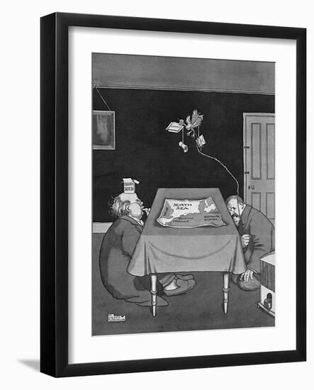 Training Carrier Birds by Heath Robinson-null-Framed Art Print