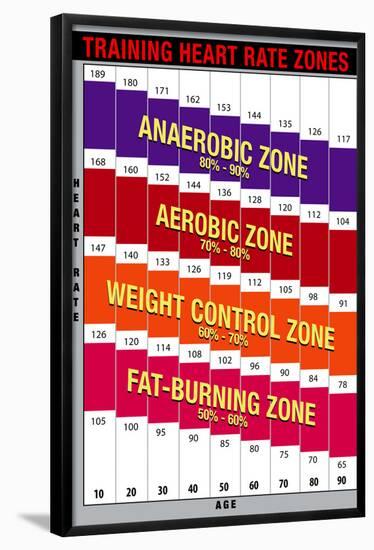 Training Heart Rate Zones Chart (Bright)-null-Framed Poster