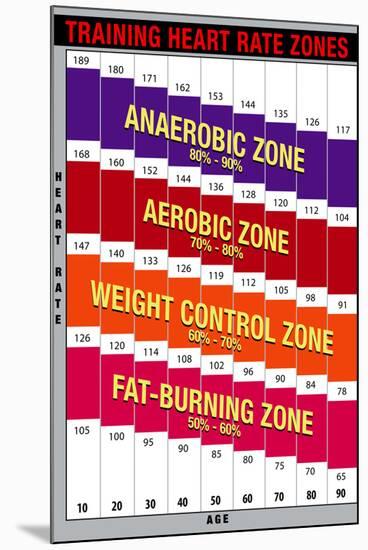 Training Heart Rate Zones Chart (Bright)-null-Mounted Art Print