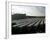 Trains Line the Casey Stengel Depot-null-Framed Photographic Print