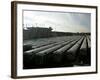 Trains Line the Casey Stengel Depot-null-Framed Photographic Print