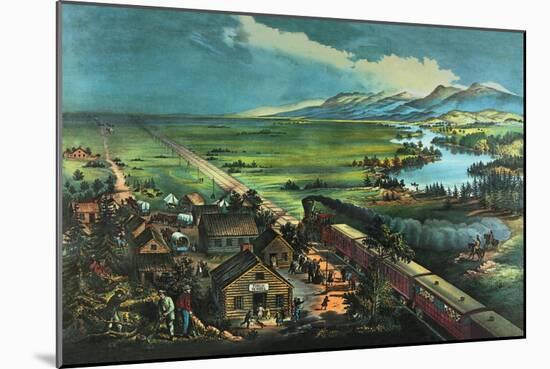 Trains Opening the Great American Plains-null-Mounted Art Print