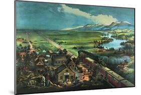 Trains Opening the Great American Plains-null-Mounted Art Print