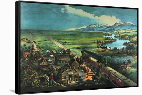 Trains Opening the Great American Plains-null-Framed Stretched Canvas